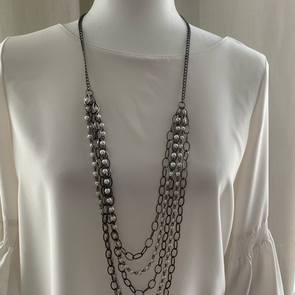 Multi-Strand Chain/Bead Necklace